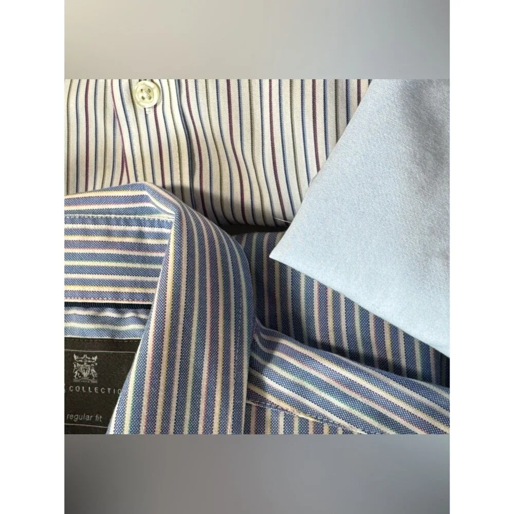Marks & Spencer Light Blue Blue Striped Men's Dress Shirt Set bundle button down